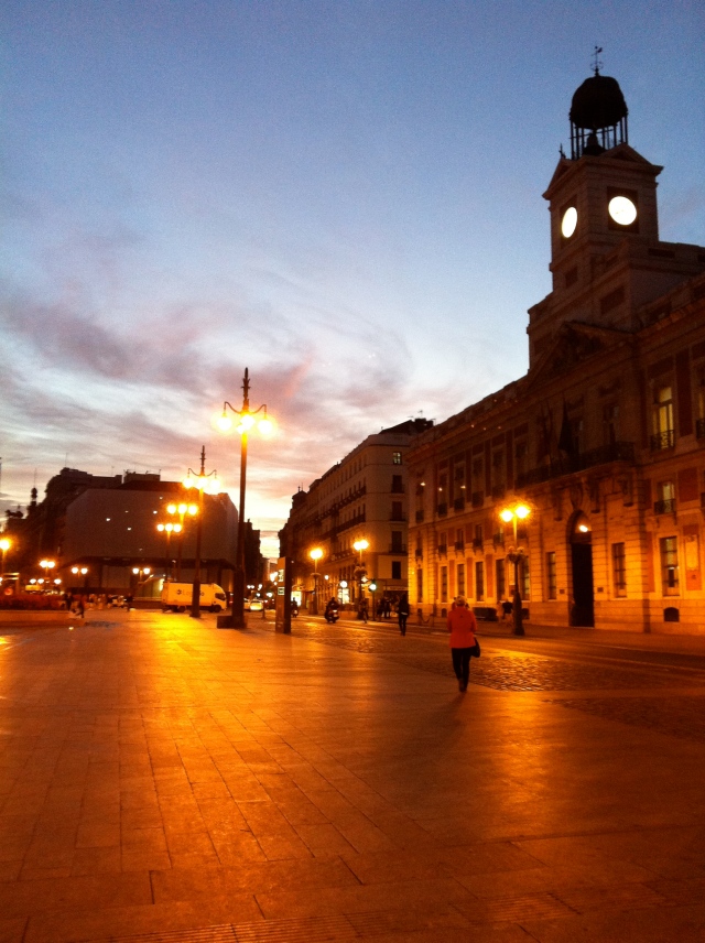 The beautiful Puerta del Sol at 7 in the a.m.